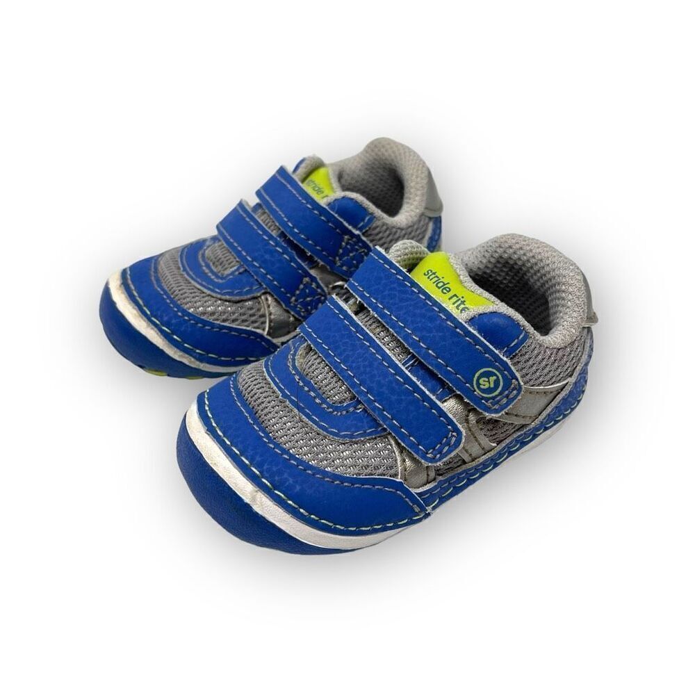 Stride Rite Rourke Boys Sneaker Shoes Grey Blue Infant Baby Size 3